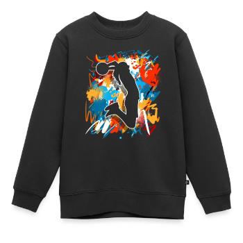 Basketball Basketball Basketball Femme Basketball - Sweat Premium enfant bio - noir - Devant - AI Model Kid Female (0cm)