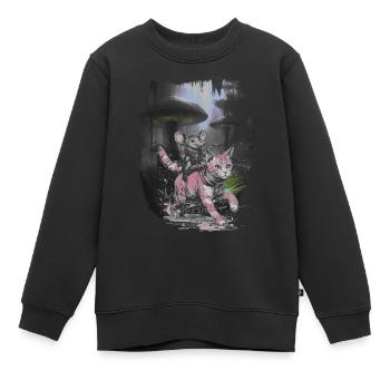 Abenteuer Reise Katze Ratte Ausflug Reisender - Kinder Premium Organic Sweatshirt - Schwarz - Vorne - AI Model Kid Female (0cm)