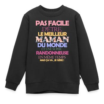 Pas facile maman et routière - Sweat Premium enfant bio - noir - Devant - AI Model Kid Female (0cm)