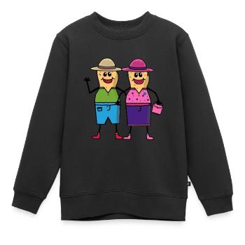 Cacahuète Couple Mari Femme Ensemble - Sweat Premium enfant bio - noir - Devant - AI Model Kid Female (0cm)