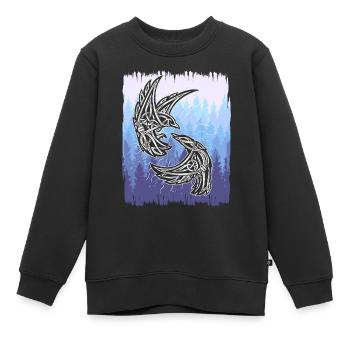 Chaman, Oiseaux Celtiques, Nature, Oiseau, Forêt - Sweat Premium enfant bio - noir - Devant - AI Model Kid Female (0cm)