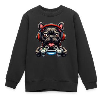 Design de maillots gamers, French Bulldog gamer - Sweat Premium enfant bio - noir - Devant - AI Model Kid Female (0cm)