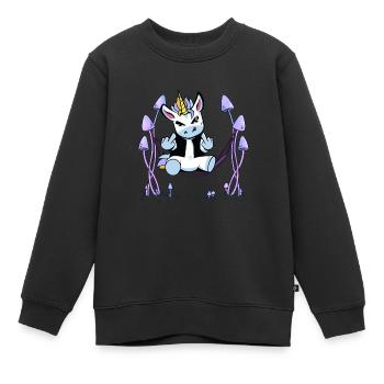 Licornes Licorne Hamac - Sweat Premium enfant bio - noir - Devant - AI Model Kid Female (0cm)