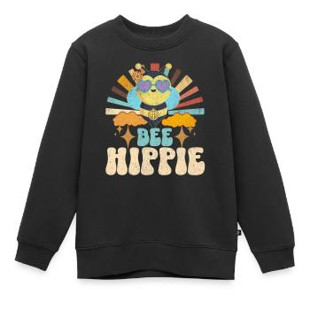 Bee Hippie Biene Peace - Kinder Premium Organic Sweatshirt - Schwarz - Vorne - AI Model Kid Female (0cm)