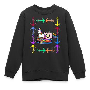 Regenbogen Einhörner Regenbogenfahne LGBT - Kinder Premium Organic Sweatshirt - Schwarz - Vorne - AI Model Kid Female (0cm)