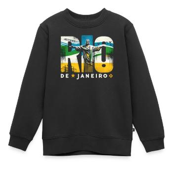 Rio de Janeiro, Brésil - Sweat Premium enfant bio - noir - Devant - AI Model Kid Female (0cm)