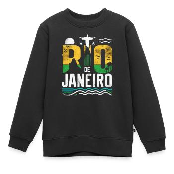 Rio de Janeiro, Brésil - Sweat Premium enfant bio - noir - Devant - AI Model Kid Female (0cm)