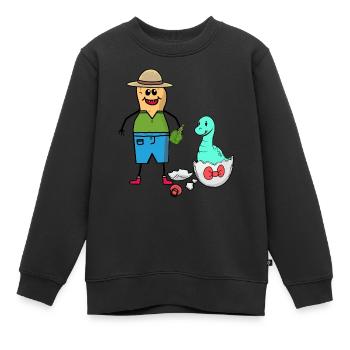 Cacahuète Zookeeper Dino bébé oeuf de naissance - Sweat Premium enfant bio - noir - Devant - AI Model Kid Female (0cm)
