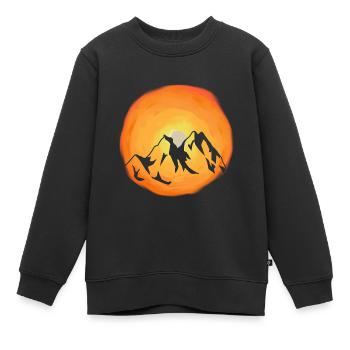 Ensoleillement, Montagnes, Nature sauvage, Rayons de soleil, Montagne - Sweat Premium enfant bio - noir - Devant - AI Model Kid Female (0cm)