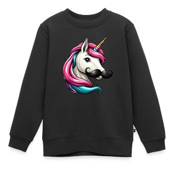 Einhorn mit Schnurrbart - Kinder Premium Organic Sweatshirt - Schwarz - Vorne - AI Model Kid Female (0cm)