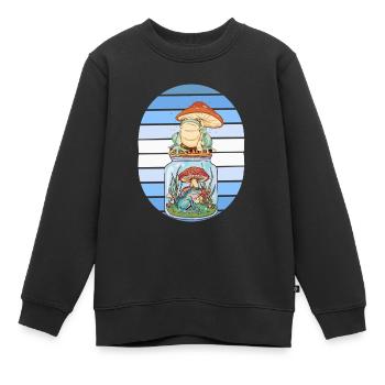 Frosch Frösche Pilze Amphibien Wald witzig - Kinder Premium Organic Sweatshirt - Schwarz - Vorne - AI Model Kid Female (0cm)