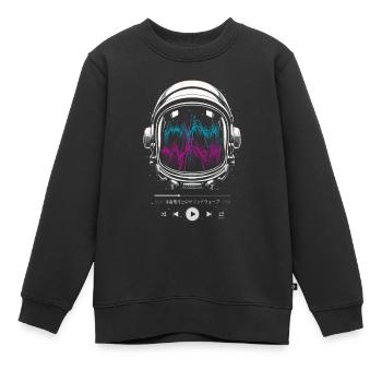 Astronaute Soundtrack space - Sweat Premium enfant bio - noir - Devant - AI Model Kid Female (0cm)