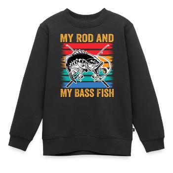 Meine Rute und mein Barschfisch - Kinder Premium Organic Sweatshirt - Schwarz - Vorne - AI Model Kid Female (0cm)
