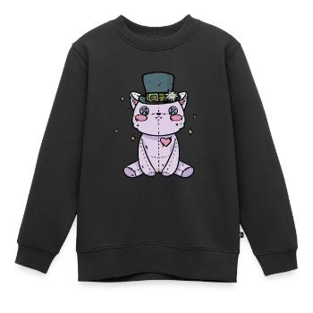 niedliche Stofftier Katze Halloween Katzen - Kinder Premium Organic Sweatshirt - Schwarz - Vorne - AI Model Kid Female (0cm)