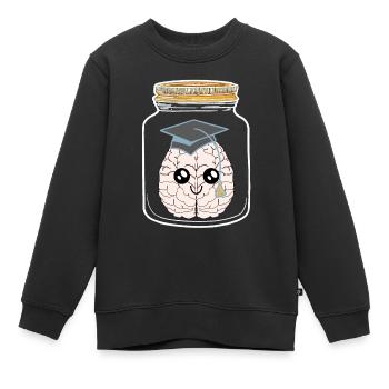 Inteligenz Mason Jar Students Studied Geek - Kids Premium Organic Sweatshirt - black - Front - AI Model Kid Female (0cm)