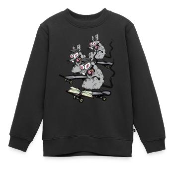 Patineurs, Rats, Étudiants, Université, École, Patinage, Enfants - Sweat Premium enfant bio - noir - Devant - AI Model Kid Female (0cm)