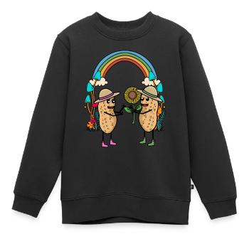 Cacahuète noix arc-en-ciel tournesol jardinage - Sweat Premium enfant bio - noir - Devant - AI Model Kid Female (0cm)