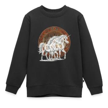 Einhörner Einhorn Fabeltiere Märchenfigur Pferde - Kinder Premium Organic Sweatshirt - Schwarz - Vorne - AI Model Kid Female (0cm)