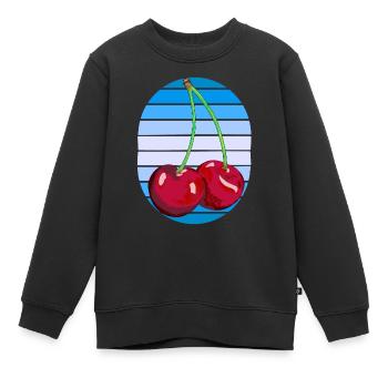 Rockabilly Retro Vintage Cerises Cerises - Sweat Premium enfant bio - noir - Devant - AI Model Kid Female (0cm)