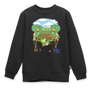 Frosch Gärtner Gartenarbeit Entspannung - Kinder Premium Organic Sweatshirt - Schwarz - Vorne - AI Model Kid Female (0cm)