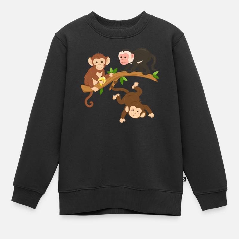 Drôles de singes - Sweat Premium enfant bio - noir