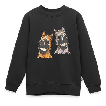 Cheval tête cheval chevaux - Sweat Premium enfant bio - noir - Devant - AI Model Kid Female (0cm)