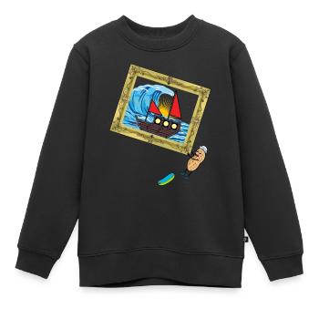 Erdnuss Seefahrer Seemann Seenot Schiff - Kinder Premium Organic Sweatshirt - Schwarz - Vorne - AI Model Kid Female (0cm)