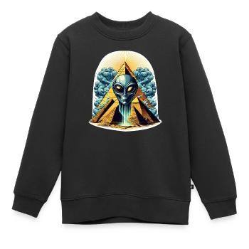 Alienkopf in Pyramide - Kinder Premium Organic Sweatshirt - Schwarz - Vorne - AI Model Kid Female (0cm)
