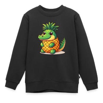 Ananas Krokodil - Kinder Premium Organic Sweatshirt - Schwarz - Vorne - AI Model Kid Female (0cm)