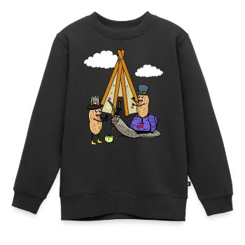 Cacahuète Wild West Noix Tipi Escargot Hippie - Sweat Premium enfant bio - noir - Devant - AI Model Kid Female (0cm)