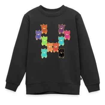 Chats Chat Différents Chatons Colorés Différents - Sweat Premium enfant bio - noir - Devant - AI Model Kid Female (0cm)