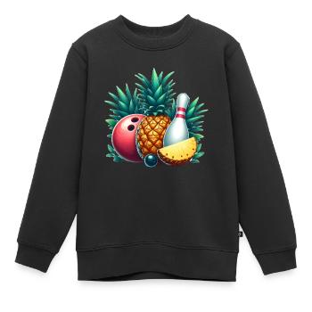Bowlingkugel und Ananas - Kinder Premium Organic Sweatshirt - Schwarz - Vorne - AI Model Kid Female (0cm)