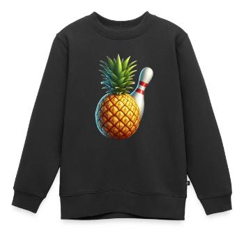 Bowlingkugel und Ananas - Kinder Premium Organic Sweatshirt - Schwarz - Vorne - AI Model Kid Female (0cm)
