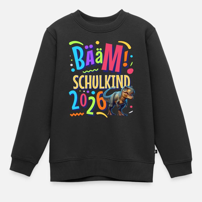 Bääm Schulkind 2026 T Rex - Kinder Premium Organic Sweatshirt - Schwarz