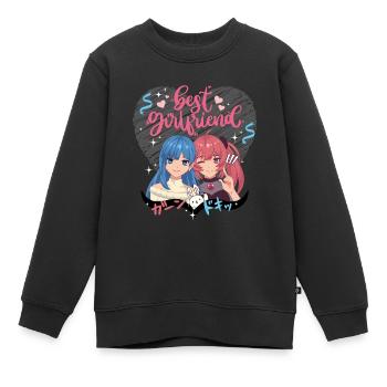 Beste Freundinnen rosa Herz - Kinder Premium Organic Sweatshirt - Schwarz - Vorne - AI Model Kid Female (0cm)