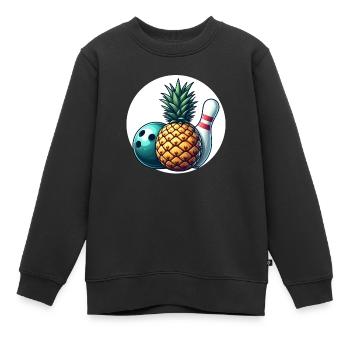 Tropische Bowlingkugel und Ananas - Kinder Premium Organic Sweatshirt - Schwarz - Vorne - AI Model Kid Female (0cm)
