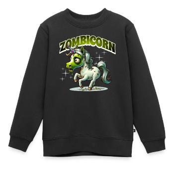 Licorne zombie zombie - Sweat Premium enfant bio - noir - Devant - AI Model Kid Female (0cm)