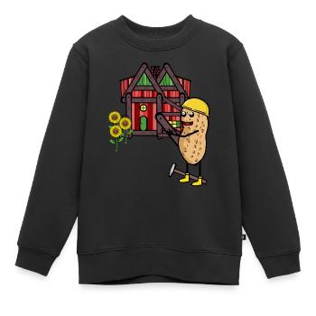 Hütte Haus Erdnuss Bauherr Renovieren Renovierung - Kinder Premium Organic Sweatshirt - Schwarz - Vorne - AI Model Kid Female (0cm)