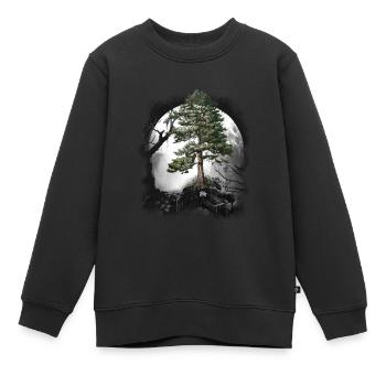 Forêt Nature sauvage Conifères Forêt Arbre Pin Halloween Arbres - Sweat Premium enfant bio - noir - Devant - AI Model Kid Female (0cm)
