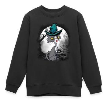 Chat magique chats sorcier conte de fées personnage conte de fées - Sweat Premium enfant bio - noir - Devant - AI Model Kid Female (0cm)