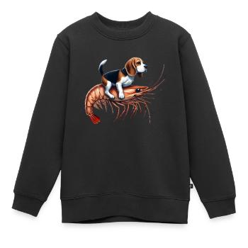 Beagle reitet auf Shrimp - Kinder Premium Organic Sweatshirt - Schwarz - Vorne - AI Model Kid Female (0cm)