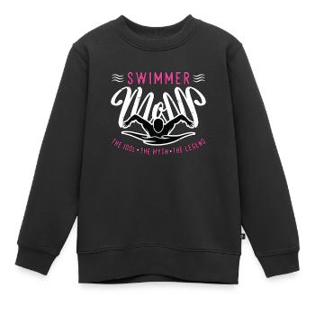 Maman nageuse L’idole Le mythe L’amoureux de la natation - Sweat Premium enfant bio - noir - Devant - AI Model Kid Female (0cm)
