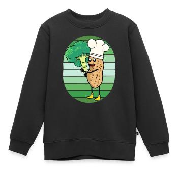 Cacahuète Brocoli Légumes Cook Cook Cook - Sweat Premium enfant bio - noir - Devant - AI Model Kid Female (0cm)