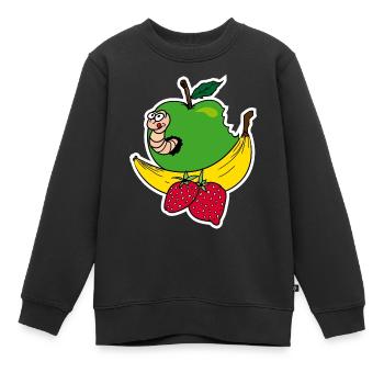 Happy Worm - liebevolle Früchte - Kinder Premium Organic Sweatshirt - Schwarz - Vorne - AI Model Kid Female (0cm)