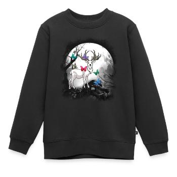 Cerf Cerf Nature Forêt Habitant de la forêt Cerf Insecte - Sweat Premium enfant bio - noir - Devant - AI Model Kid Female (0cm)