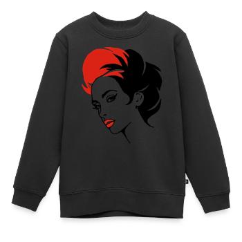 Frauenportrait abstrakt - Kinder Premium Organic Sweatshirt - Schwarz - Vorne - AI Model Kid Female (0cm)