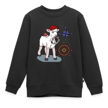 Volant de marin mouton de mouton maritime compas - Sweat Premium enfant bio - noir - Devant - AI Model Kid Female (0cm)