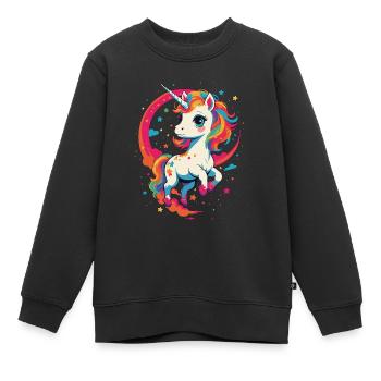 Einhorn Liebhaber Leuchtende Farben Fantasie - Kinder Premium Organic Sweatshirt - Schwarz - Vorne - AI Model Kid Female (0cm)