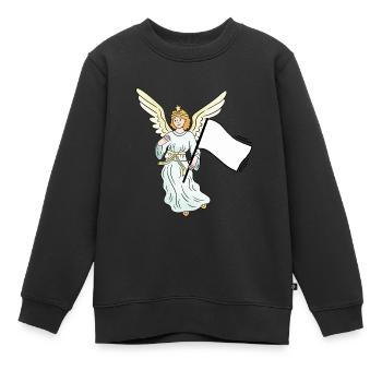 Ange Gardien Ange Drapeau Blanc Paix Paix - Sweat Premium enfant bio - noir - Devant - AI Model Kid Female (0cm)