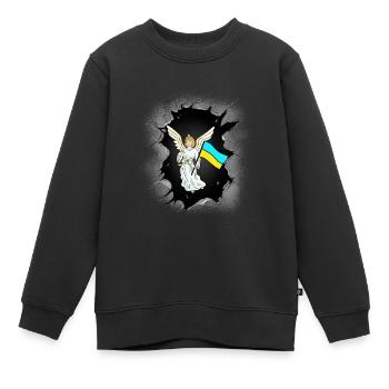 Ange Ange Gardien Drapeau Ukraine Drapeaux - Sweat Premium enfant bio - noir - Devant - AI Model Kid Female (0cm)